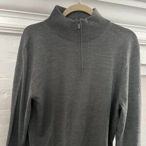 J. Crew M Gray Merino Wool Quarter-Zip